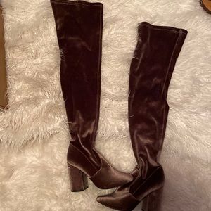Velvet Thigh High Boots